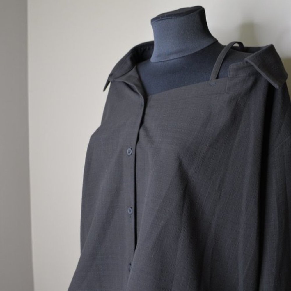 NWOT Oak + Fort Asymmetrical Button Up Blouse Sz S - Picture 4 of 6